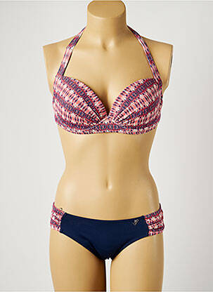 Maillot de bain 2 pièces stretch haut triangles violet LPB femme