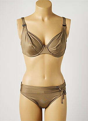 Maillot de bain 2 pièces stretch haut soutien-gorge emboitant vert SUN PLAYA femme