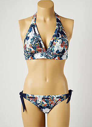 Maillot de bain 2 pièces stretch haut soutien-gorge moulé bleu LAGON BLEU femme
