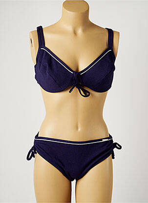 Maillot de bain 2 pièces stretch haut soutien-gorge emboitant bleu YSABEL MORA femme
