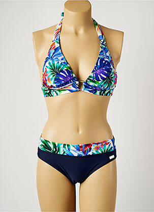 Maillot de bain 2 pièces stretch haut soutien-gorge moulé bleu MISS CARAÏBES femme