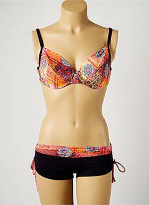 Maillot de bain 2 pièces stretch haut soutien-gorge emboitant orange SUN PLAYA femme