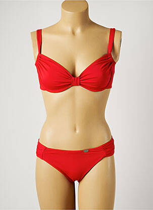Maillot de bain 2 pièces stretch haut soutien-gorge emboitant rouge PLAGE DU SUD femme