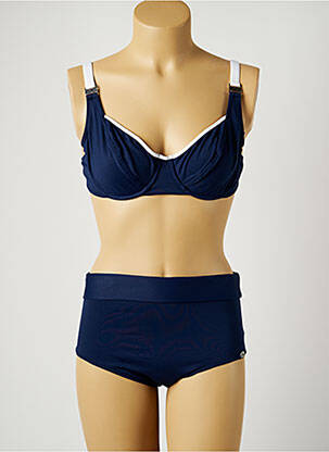 Maillot de bain 2 pièces stretch haut soutien-gorge emboitant bleu SUN PLAYA femme