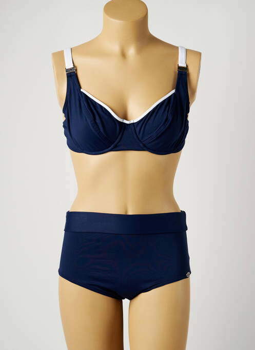 Maillot de bain 2 pièces stretch haut soutien-gorge emboitant bleu SUN PLAYA femme
