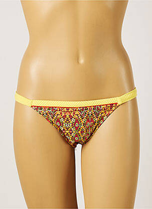 Bas de maillot de bain imprimé fantaisie culotte jaune KIWI femme