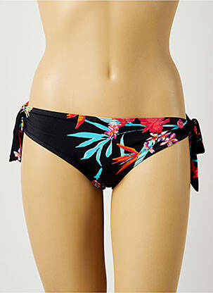 Bas de maillot de bain imprimé fleurs bikini noir AUDELLE femme