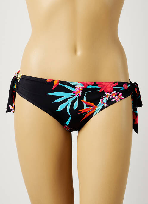 Bas de maillot de bain imprimé fleurs bikini noir AUDELLE femme