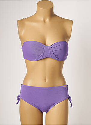Maillot de bain 2 pièces stretch haut soutien-gorge moulé violet YSABEL MORA femme