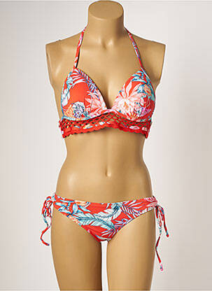 Maillot de bain 2 pièces stretch haut soutien-gorge moulé rouge DAG ADOM femme