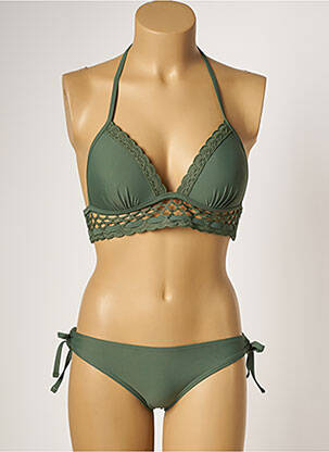 Maillot de bain 2 pièces stretch haut soutien-gorge moulé vert DAG ADOM femme