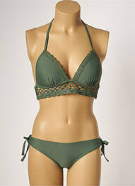 Maillot de bain 2 pièces stretch haut soutien-gorge moulé vert DAG ADOM femme
