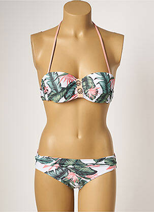 Maillot de bain 2 pièces stretch haut triangles vert LPB femme