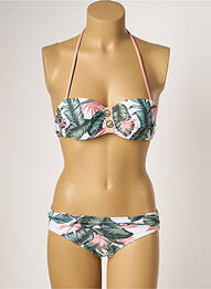 Maillot de bain 2 pièces stretch haut triangles vert LPB femme