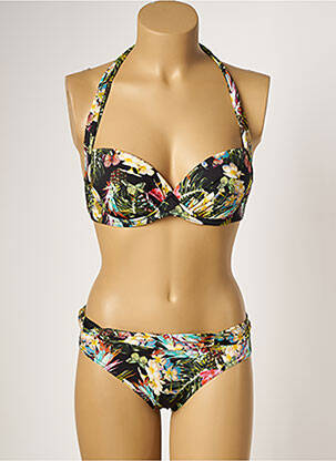 Maillot de bain 2 pièces stretch haut soutien-gorge moulé vert LPB femme