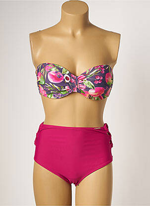 Maillot de bain 2 pièces stretch haut soutien-gorge moulé rose YSABEL MORA femme