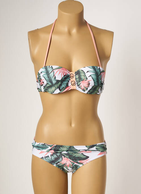 Maillot de bain 2 pièces stretch haut triangles vert LPB femme
