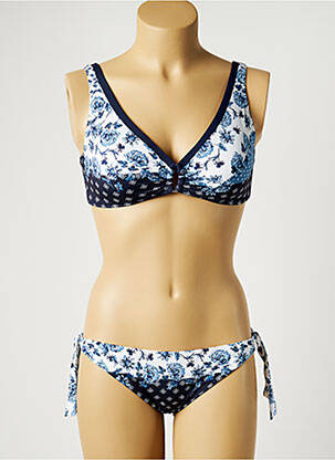 Maillot de bain 2 pièces stretch haut triangles bleu TESSY femme