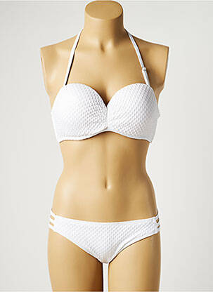 Maillot de bain 2 pièces stretch haut soutien-gorge balconnet blanc DAG ADOM femme