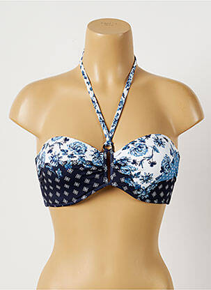 Haut de maillot de bain stretch haut bandeau bleu TESSY femme