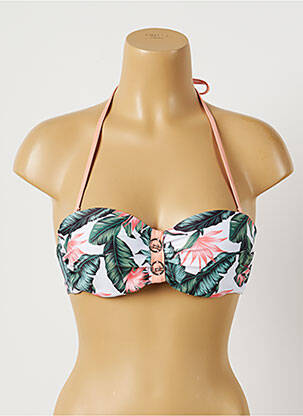 Haut de maillot de bain fermeture liens à nouer haut soutien-gorge push-up vert LPB femme