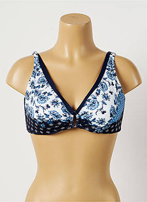Haut de maillot de bain stretch haut soutien-gorge emboitant bleu TESSY femme