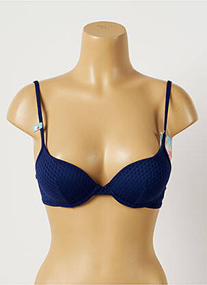 Haut de maillot de bain stretch haut soutien-gorge push-up bleu CHERRY BEACH femme