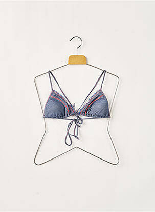 Haut de maillot de bain fermeture liens à nouer haut soutien-gorge avec mousse de rembourrage amovible bleu BORABORA femme