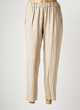 Pantalon slim taille élastique taille haute beige AMS PURE femme