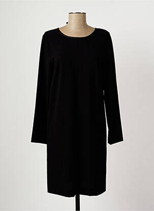Robe mi-longue tissage crêpe manches longues noir HARTFORD femme