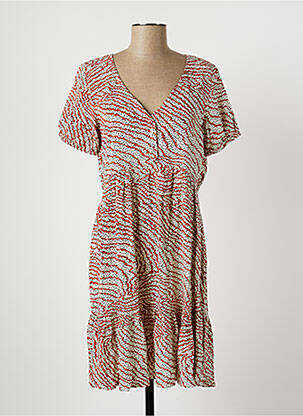 Robe mi-longue imprimé fantaisie manches courtes orange VILA femme