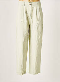 Pantalon large fermeture zippée sous rabat boutonné taille haute vert VILA femme