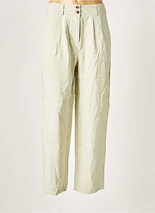 Pantalon large fermeture zippée sous rabat boutonné taille haute vert VILA femme