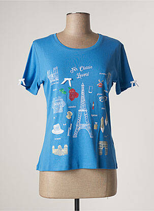 T-shirt bleu I.ODENA pour femme