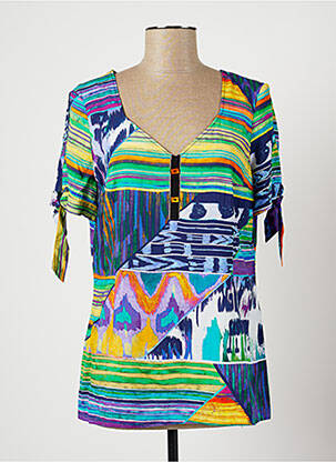 Blouse tissage popeline manches courtes bleu LO! LES FILLES femme