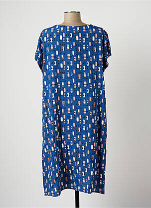 Robe mi-longue coupe fluide manches courtes bleu DIVAS femme