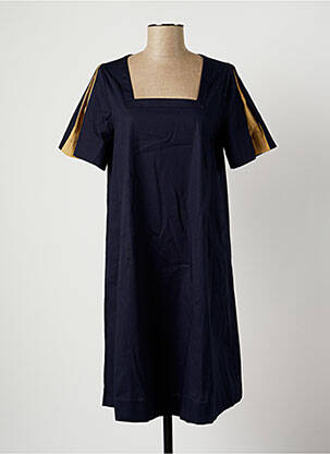 Robe mi-longue coupe évasée manches courtes bleu MARIA BELLENTANI femme