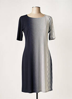 Robe mi-longue tissage crêpe manches courtes bleu GEVANA femme