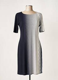 Robe mi-longue tissage crêpe manches courtes bleu GEVANA femme