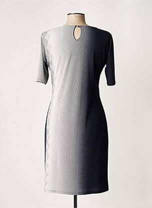 Robe mi-longue tissage crêpe manches courtes bleu GEVANA femme