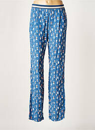 Pantalon droit tissage crêpe taille normale bleu DIVAS femme