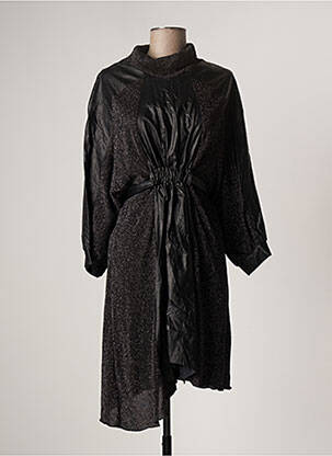 Robe mi-longue manches longues manches longues noir BSB femme