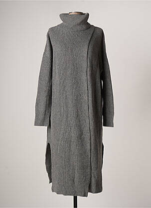 Robe pull coupe droite manches longues gris BSB femme