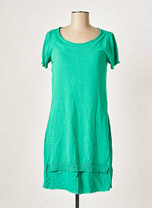 Robe courte manches courtes manches courtes vert HYBRIS femme