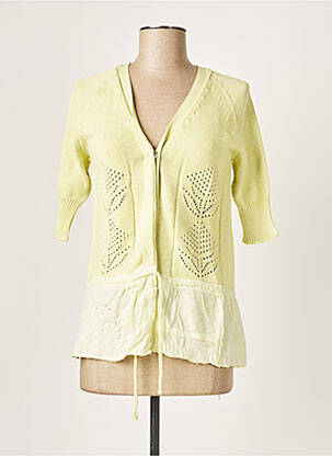 Gilet manches courtes col v vert SWEATERHOUSE femme