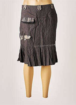 Jupe mi-longue fermeture zip latéral gris MY WAY femme