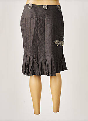 Jupe mi-longue fermeture zip latéral gris MY WAY femme