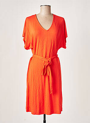 Robe mi-longue manches courtes manches courtes rouge GARCIA femme
