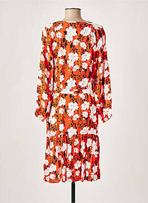 Robe mi-longue imprimé fleurs manches 3/4 orange GARCIA femme