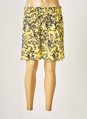 Jupe courte taille élastique jaune ICHI femme